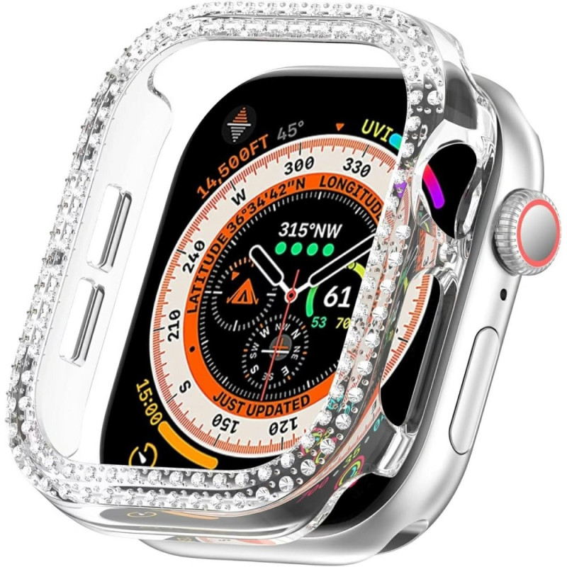 For A Watch Series 10 42mm Case Cover Frame Bling Rhinestone Decor - Transparent