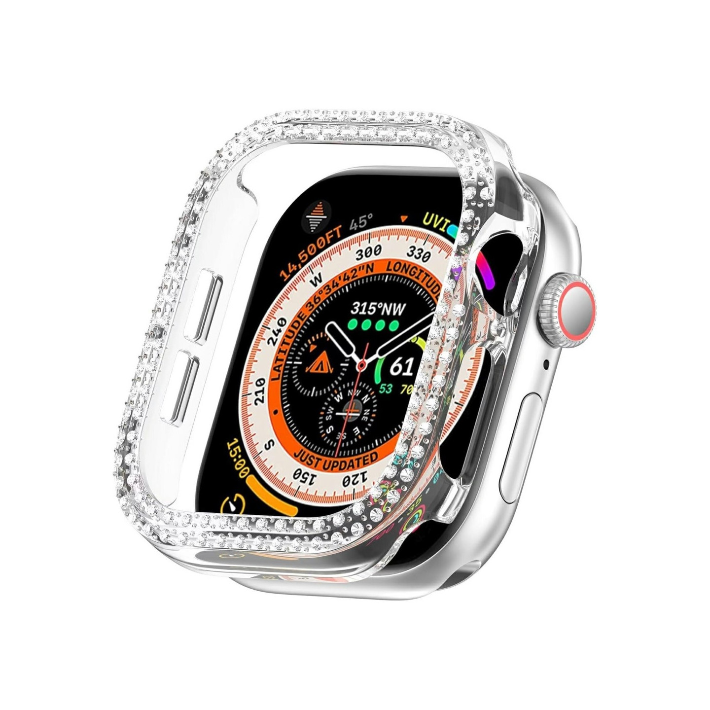 For A Watch Series 10 42mm Case Cover Frame Bling Rhinestone Decor - Gjennomsiktig