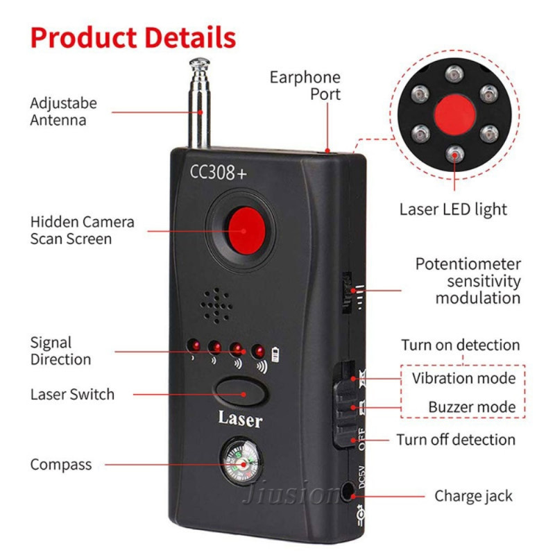 Anti-spy Camera Detector RF GSM Bug GPS Tracker Finder Detector Bug Detector