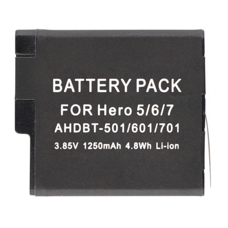 Batteri för GoPro Hero 7 6 5 3.85V 1250mAh AHDBT-501 601 701 Ersättningsbatteri