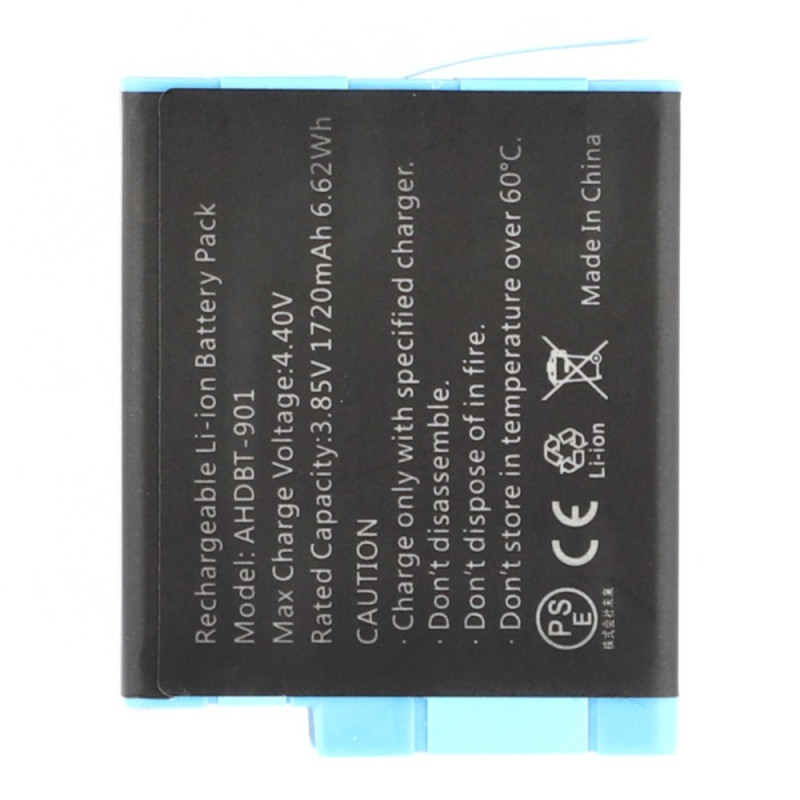 Batteri for GoPro Hero 12 11 10 9 3,85V 1720mAh AHDBT-901 erstatningsbatteri