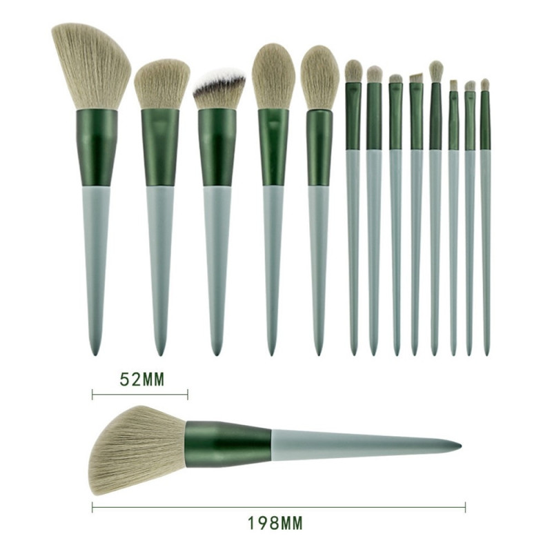 13 Pcs Makeup Brush Set Cosmetic Brushes Soft Fiber Foundation Contour - Coffee