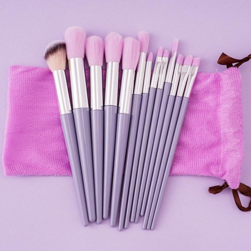 13 Pcs Makeup Brush Set Cosmetic Brushes Soft Fiber Foundation Contour - Purple