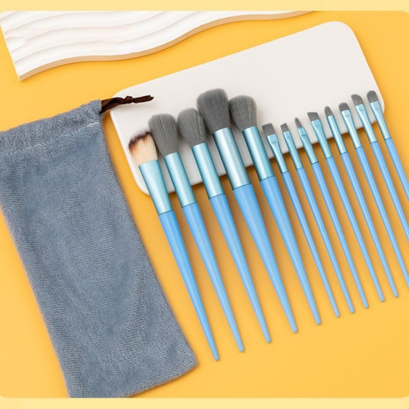 13 st Makeup Brush Set Kosmetiska borstar Soft Fiber Foundation Kontur - Blå