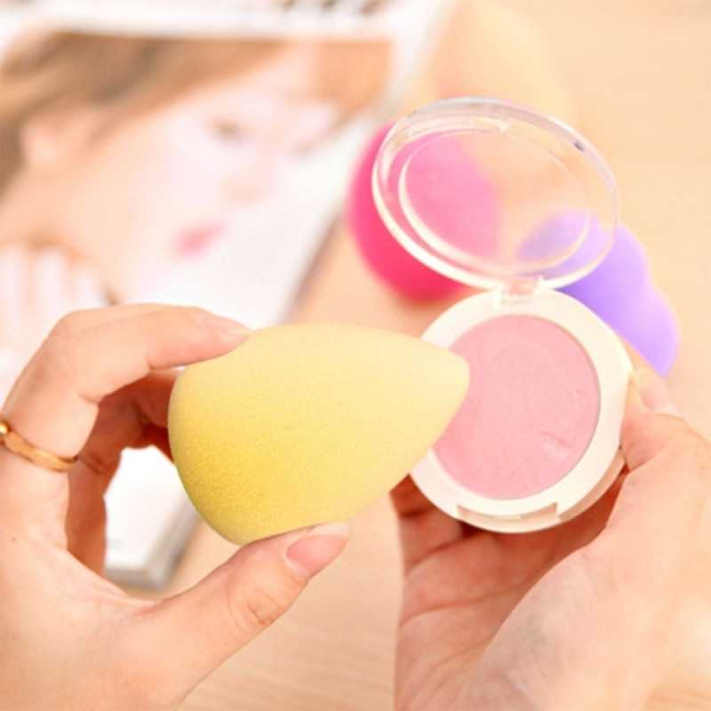 2 st Makeup Sponge Blender Teardrop Beauty Egg Rengöringspuff Hudvård - Gul