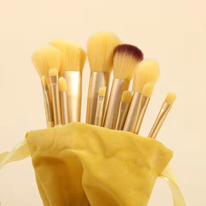 13 st Makeup Brush Set Kosmetiska borstar Soft Fiber Foundation Kontur - Gul