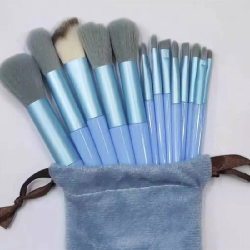 13 st Makeup Brush Set Kosmetiska borstar Soft Fiber Foundation Kontur - Blå
