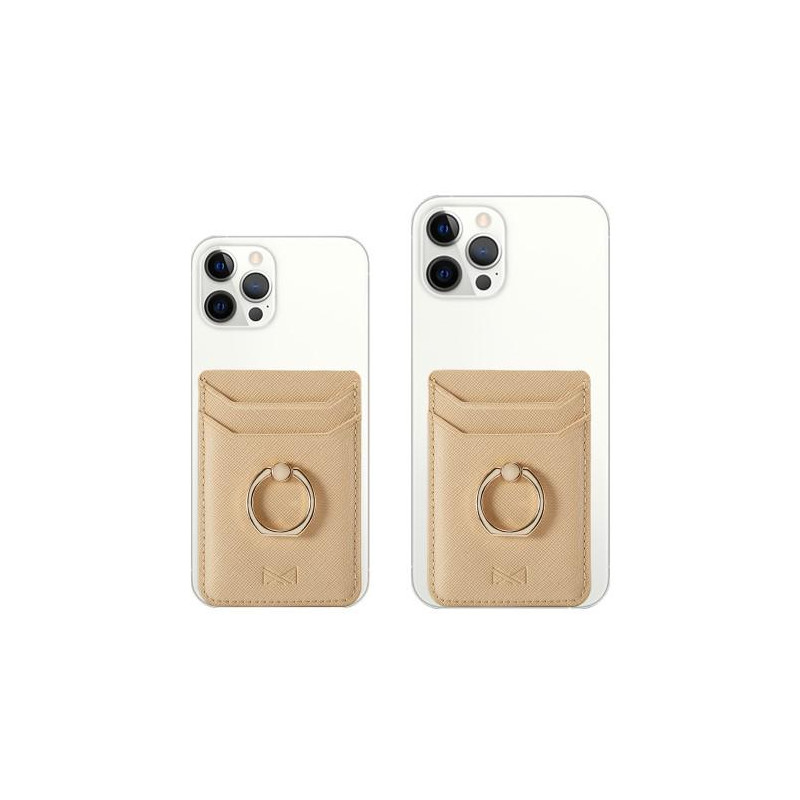 MUXMA Card Holder Ring Stand RFID Blocking Adhesive Credit Card Slot - Gold