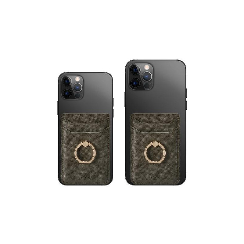 MUXMA Card Holder Ring Stand RFID Blocking Adhesive Credit Card Slot - Grön