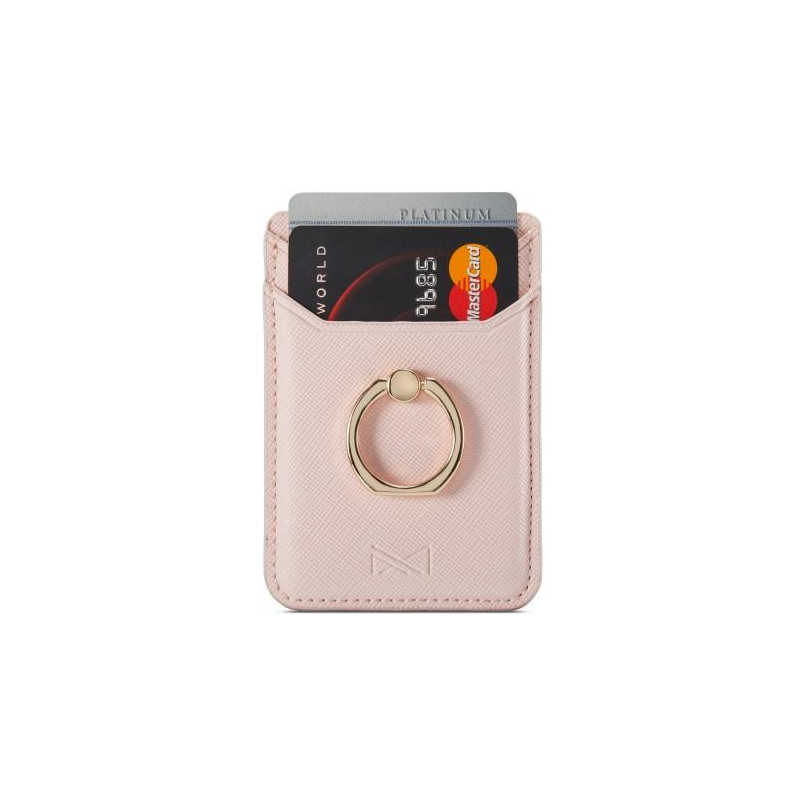 MUXMA Card Holder Ring Stand RFID Blocking Adhesive Credit Card Slot - Pink