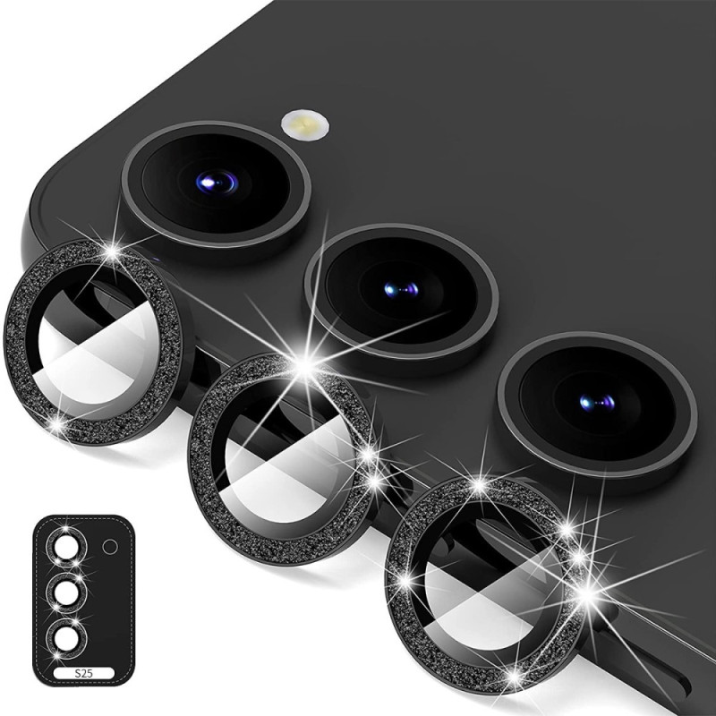 ENKAY kameralinsedeksel til Samsung Galaxy S25  herdet glass glitter