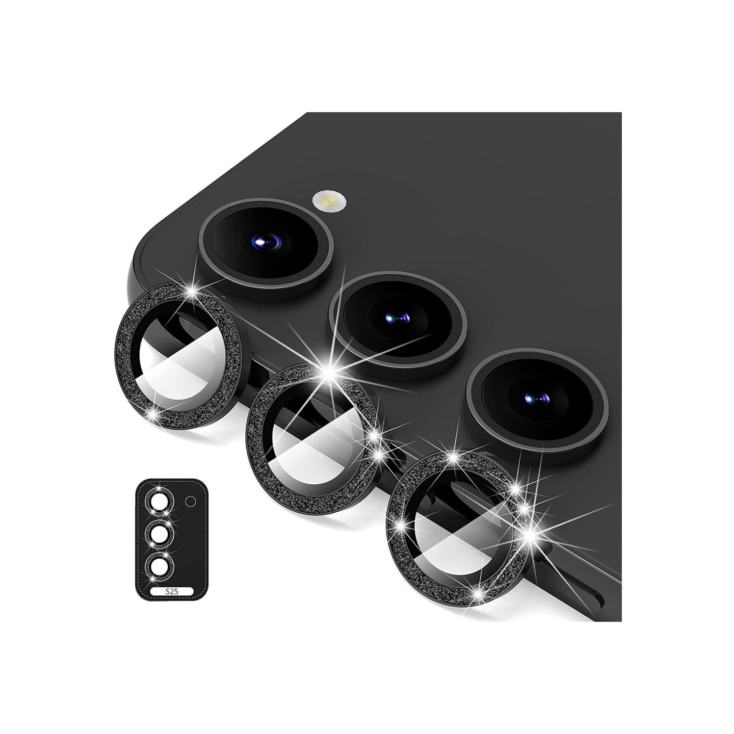 ENKAY Kamera Lins Skydd till Samsung Galaxy S25 Härdat glas Glitter