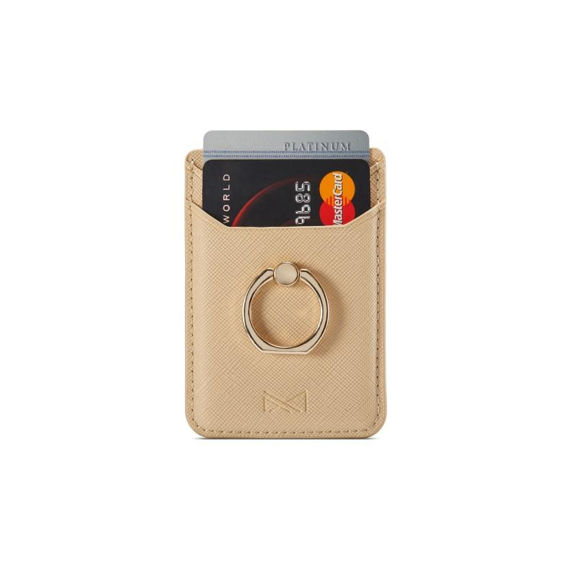 MUXMA Card Holder Ring Stand RFID Blocking Adhesive Credit Card Slot - Gold