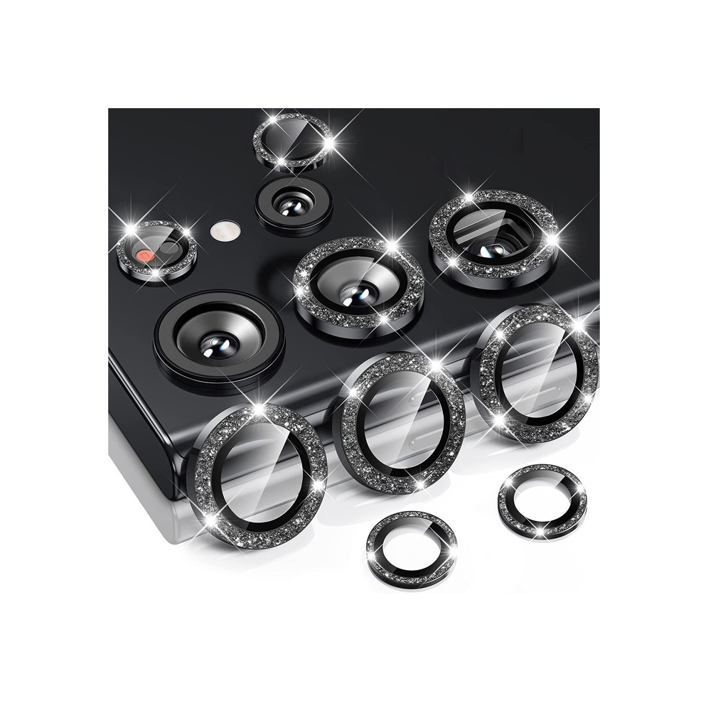 ENKAY kameralinsedeksel til Samsung Galaxy S25 Ultra herdet glass glitter