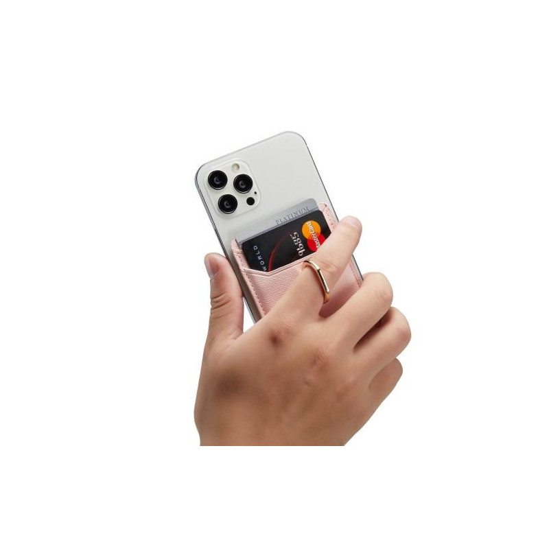 MUXMA Kortholder Ringstativ RFID - blokerende klæbende kreditkortslot - lyserød