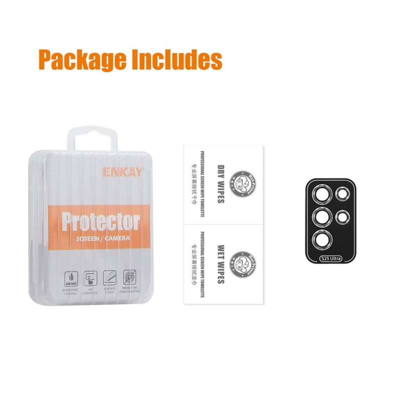 For Samsung Galaxy S25 Ultra Kameralinsebeskytter ENKAY Metallring Linsefilm