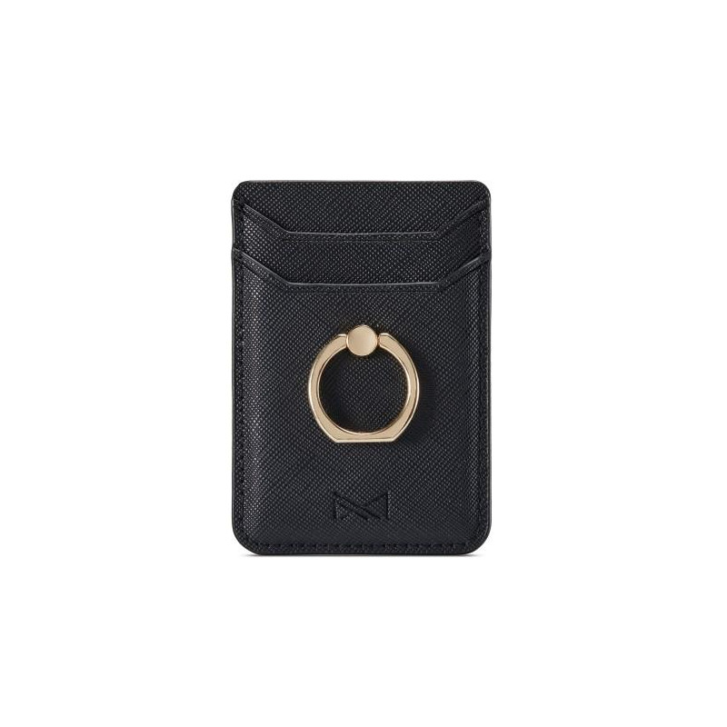 MUXMA Card Holder Ring Stand RFID Blocking Adhesive Credit Card Slot - Black