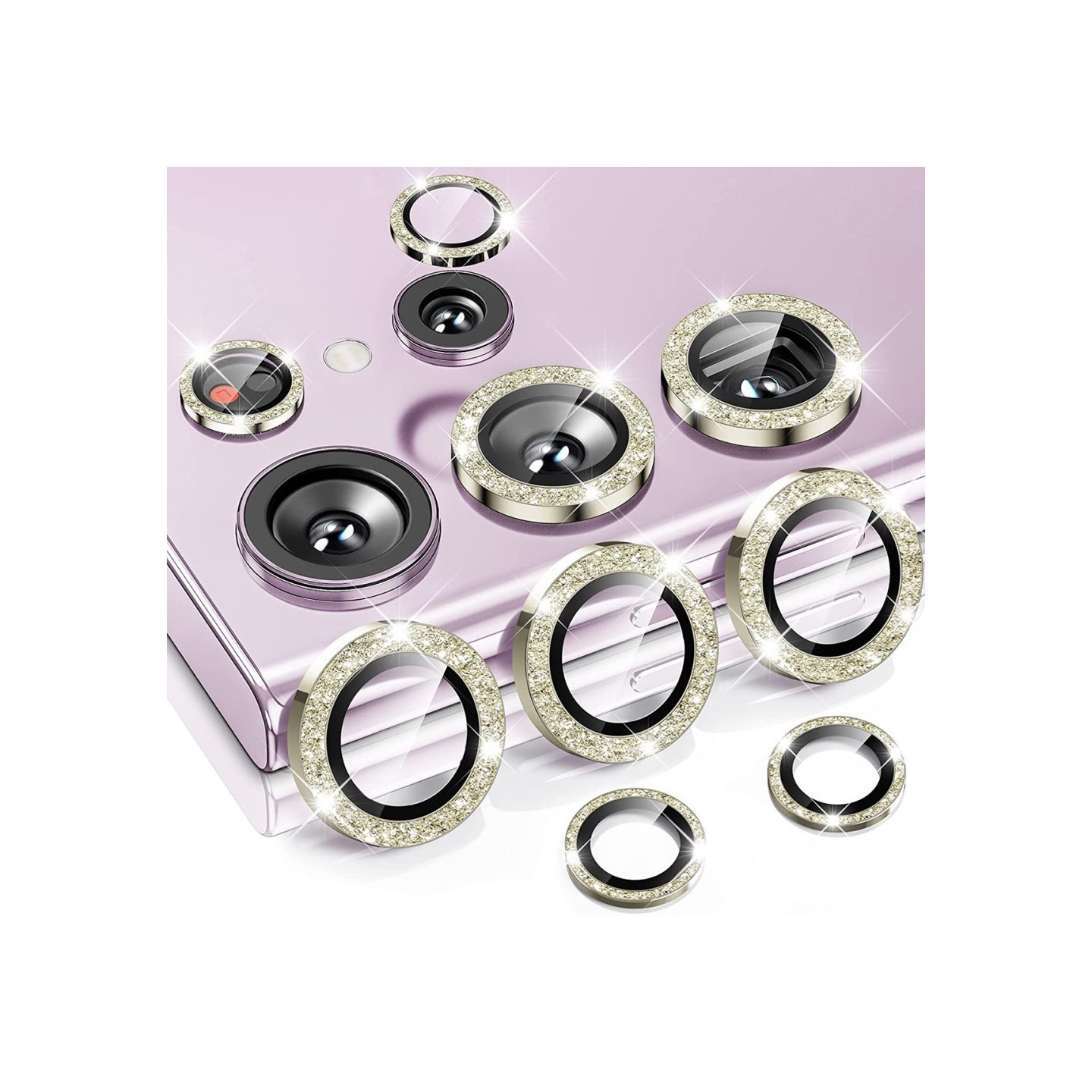 ENKAY kameralinsedeksel til Samsung Galaxy S25 Ultra herdet glass glitter