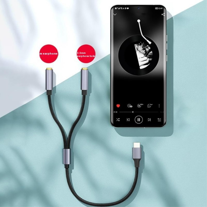 25cm USB-C to 3.5mm Audio Splitter Cable Headphone Adapter