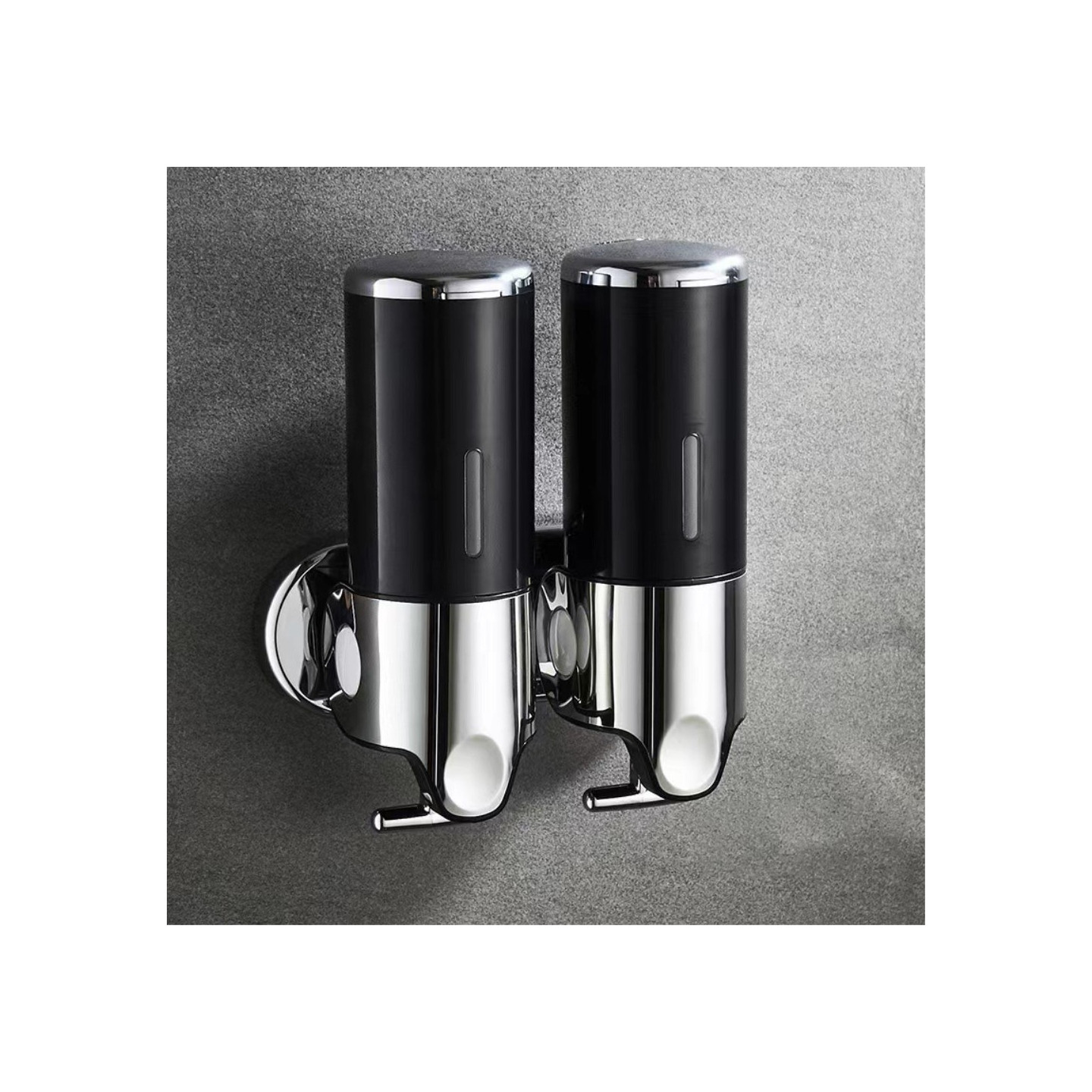 Dobbelthoved sæbedispenser 1000ml rustfrit stål manuel push shampoo brusepumpe