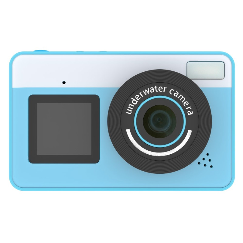 Digital Camera Dual Screens Waterproof Camera + 32GB Card + Card Reader - Blue