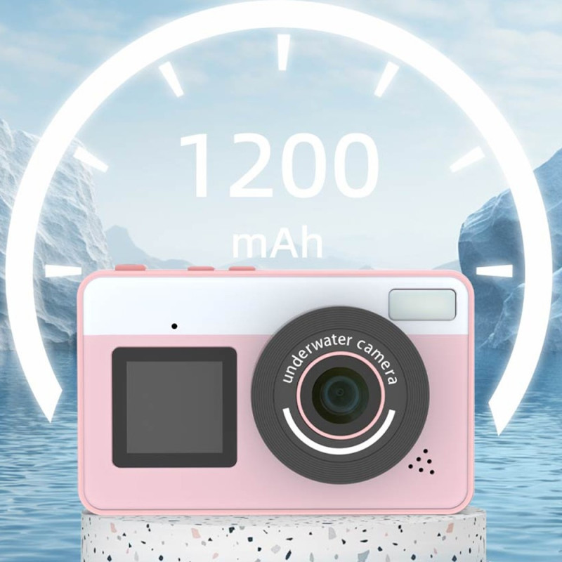 Digitalkamera Dubbla skärmar Vattentät Kamera + 32 GB kort + kortläsare - Blå