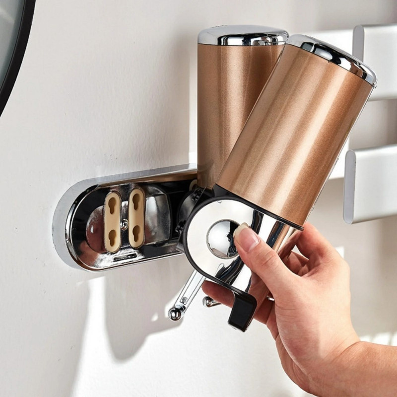 Rustfritt stål såpedispenser 1000ml Manuell Push Pump Shampoo Body Wash