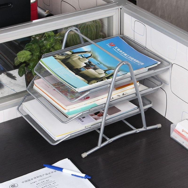 3 Layers Organizer Pöytäalusta Paperilajittelija Asiakirjatelineen teline