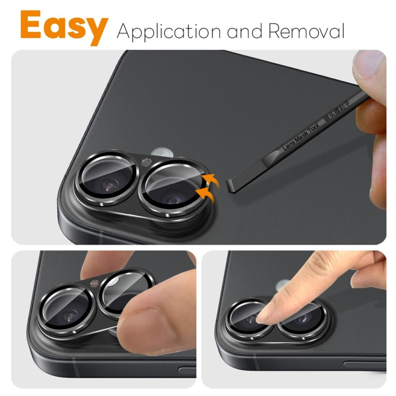 For iPhone 17 Camera Lens Protector NORTHJO Matte Metal Tempered Glass - Black