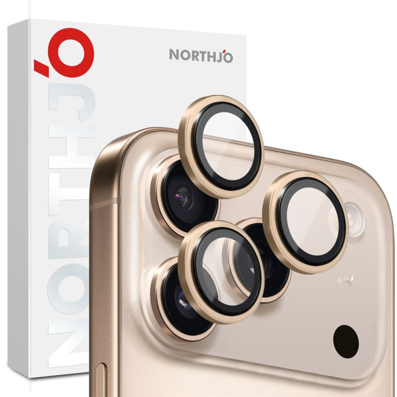 NORTHJO For iPhone 17 Pro Max / iPhone 17 Pro Camera Lens Protector Tempered Glass Metal Ring