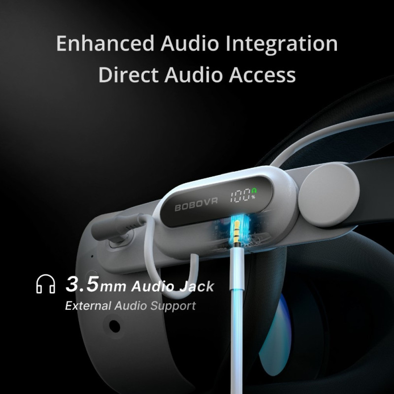 BOBOVR E3 Pro för Meta Quest 3 / 3S huvudrem 10000mAh batteri VR huvudband