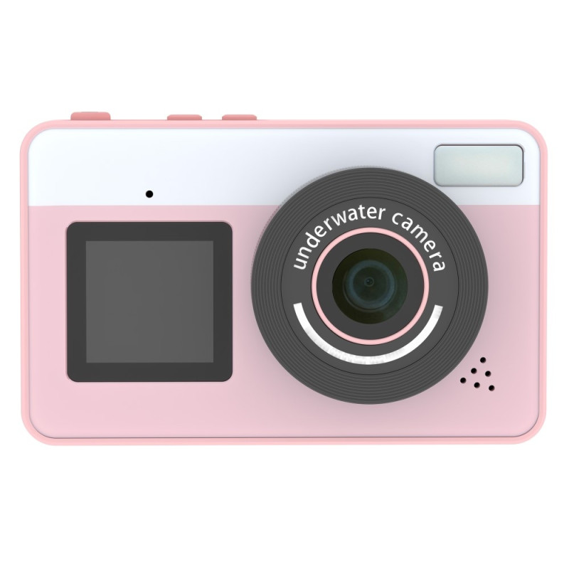 Digital Camera Dual Screens Waterproof Camera + 32GB Card + Card Reader - Pink