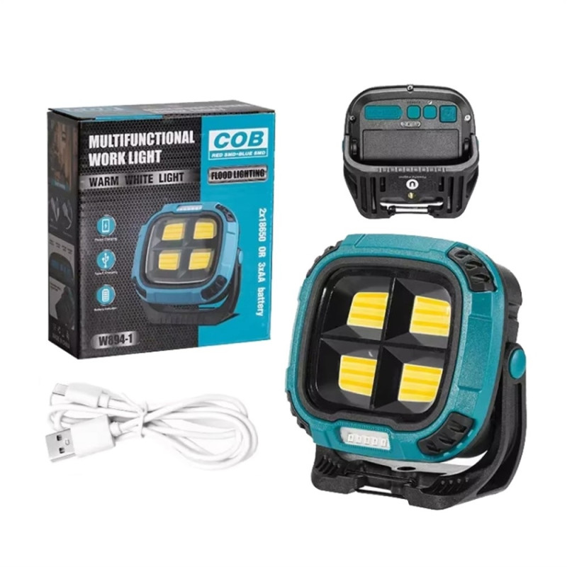 COB magnetisk strålkastare arbetslampa Bärbar nödficklampa