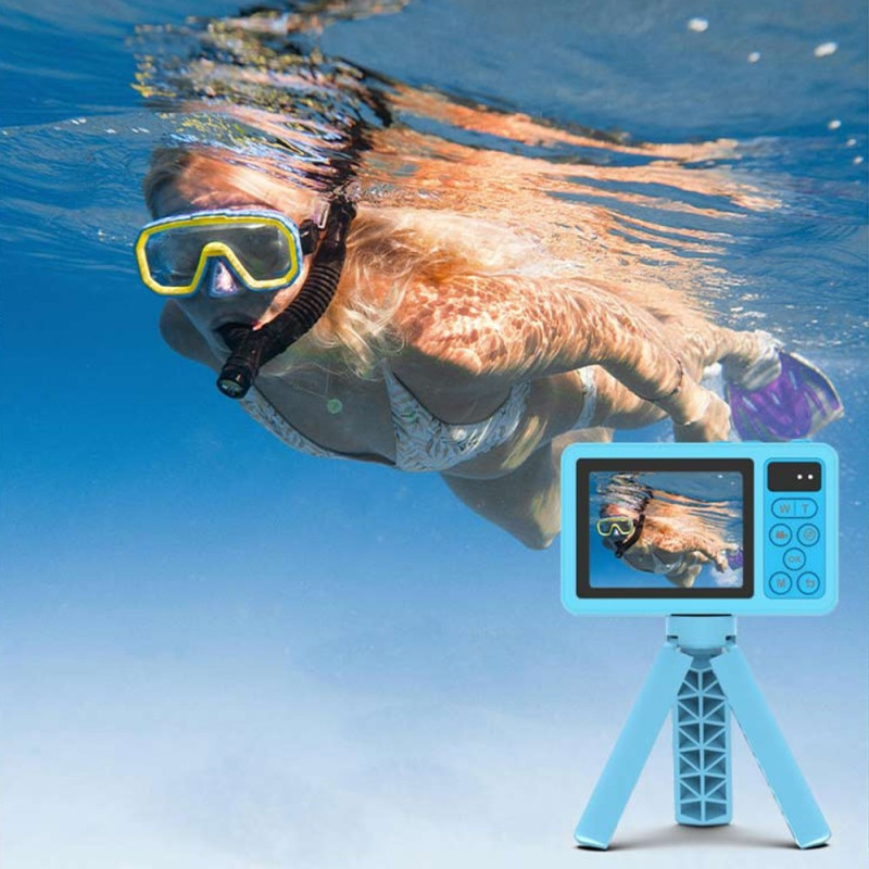 Digital Camera Dual Screens Waterproof Camera + 32GB Card + Card Reader - Pink