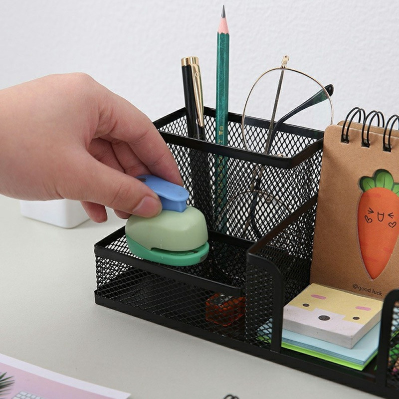 3 lokeroa Metallinen pöytäjärjestin Kynäpidike Järjestäjä säilytyslaatikko