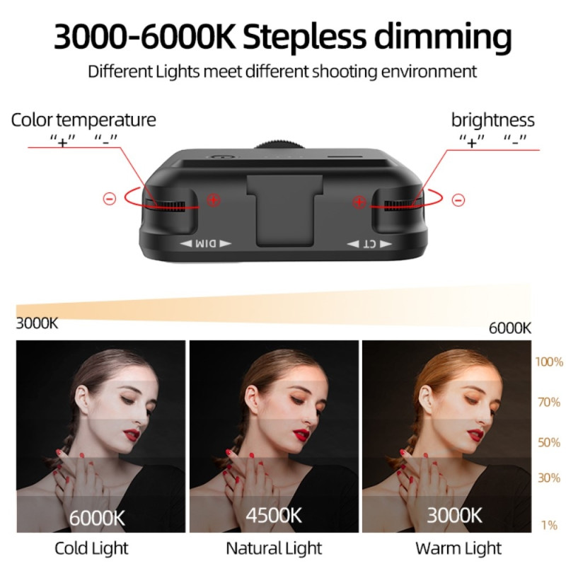 LED-lys 3000-6000K Dæmpbar lyslampe Live-udsendelse fotografibelysning