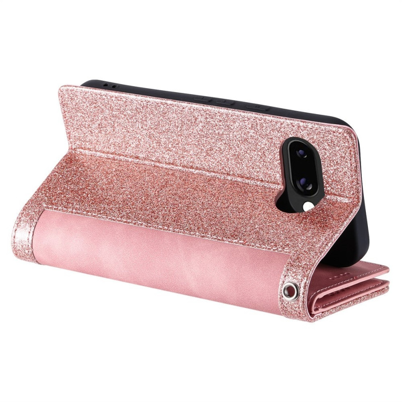 Til Google Pixel 9A Deksel med glidelås og 9 kortspor - RoseGold