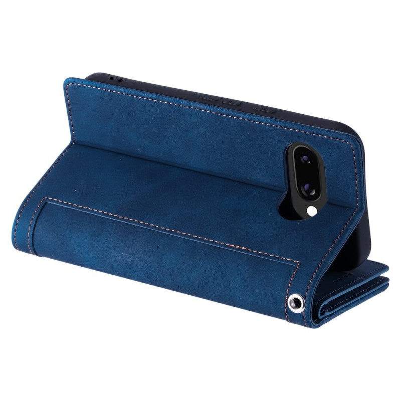 For Google Pixel 9A Case Zipper Pocket PU Leather Phone Cover with 9 Card Slots