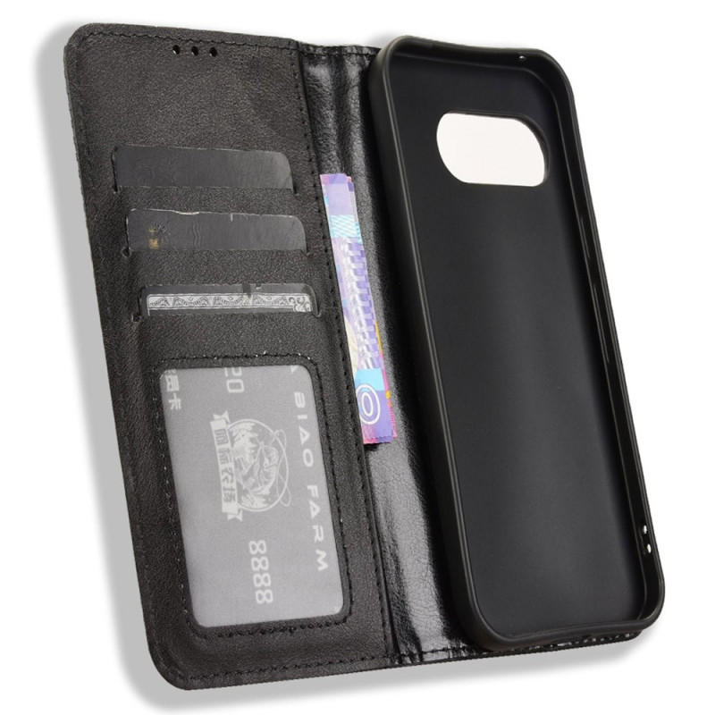 Google Pixel 9A Stand Phone Case Full Protection Wallet Cover - Black