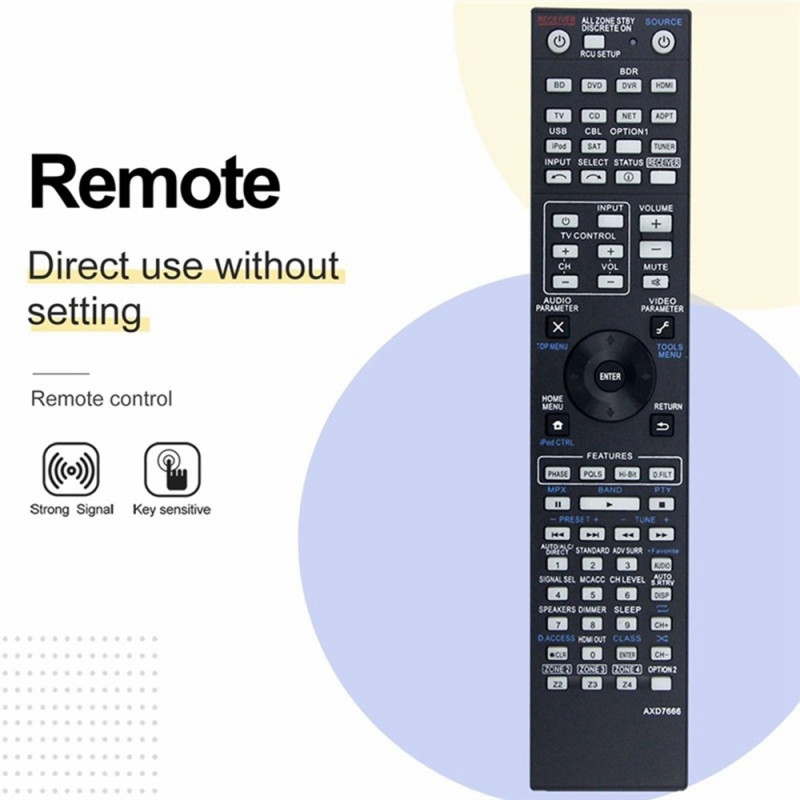 Fjernbetjening Udskiftning til AXD7666 til Pioneer AV-receiver stereo system