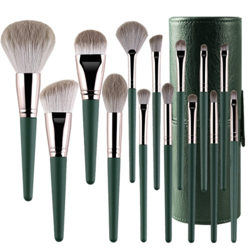 14 stk Makeup Brush Sett Foundation Powder Concealer Brushes Børsteholder