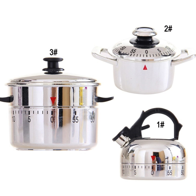 Kitchen Timer Stainless Steel Timer 60 Minutes Clock Teapot Cooking