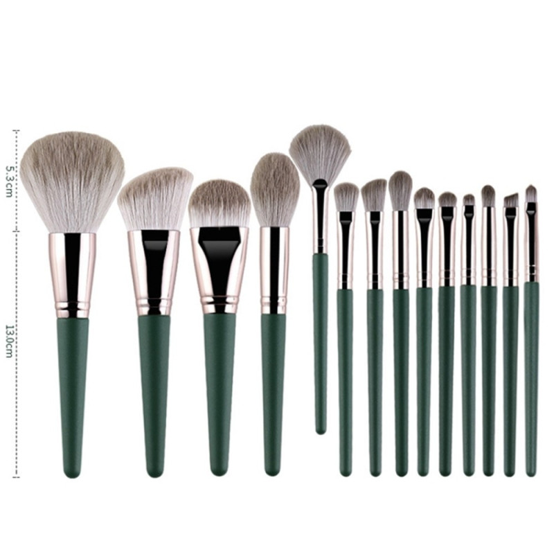 14 stk Makeup Brush Sett Foundation Powder Concealer Brushes Børsteholder