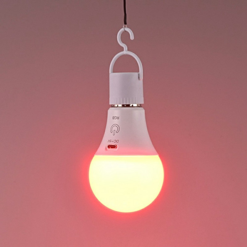 E27 RGB genopladelig glødepære Fjernbetjening Timer Dæmpbar 2700 - 6500K