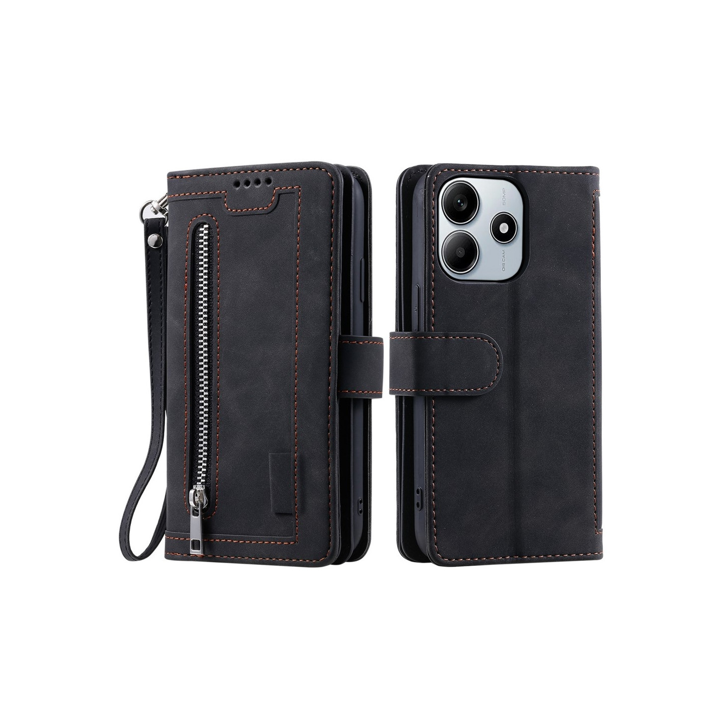 Til Xiaomi Redmi Note 14 4G Etui med Lynlåslomme og 9 Kortlommer