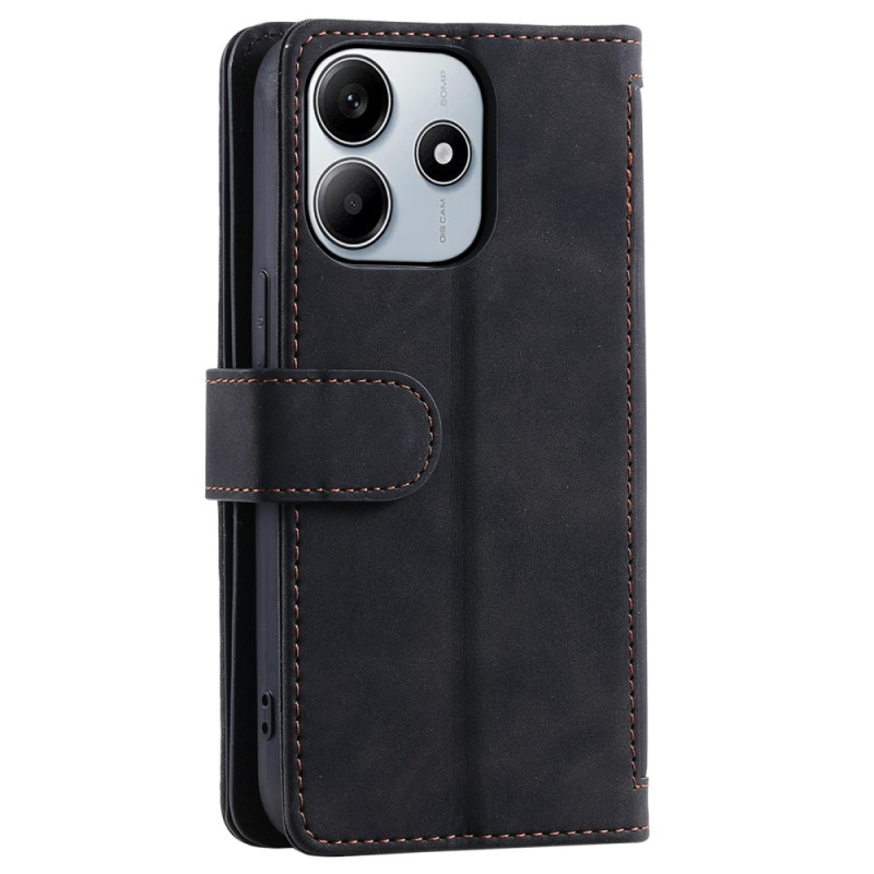 For Xiaomi Redmi Note 14 4G Case Zipper Pocket PU Leather Phone Cover with 9 Card Slots