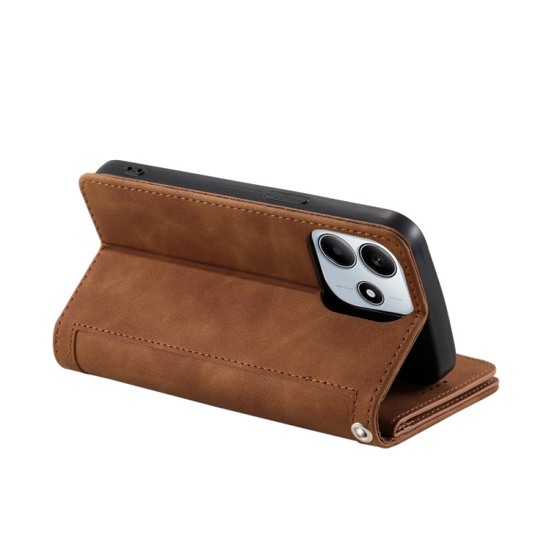 For Xiaomi Redmi Note 14 4G Case Zipper Pocket PU Leather Phone Cover with 9 Card Slots