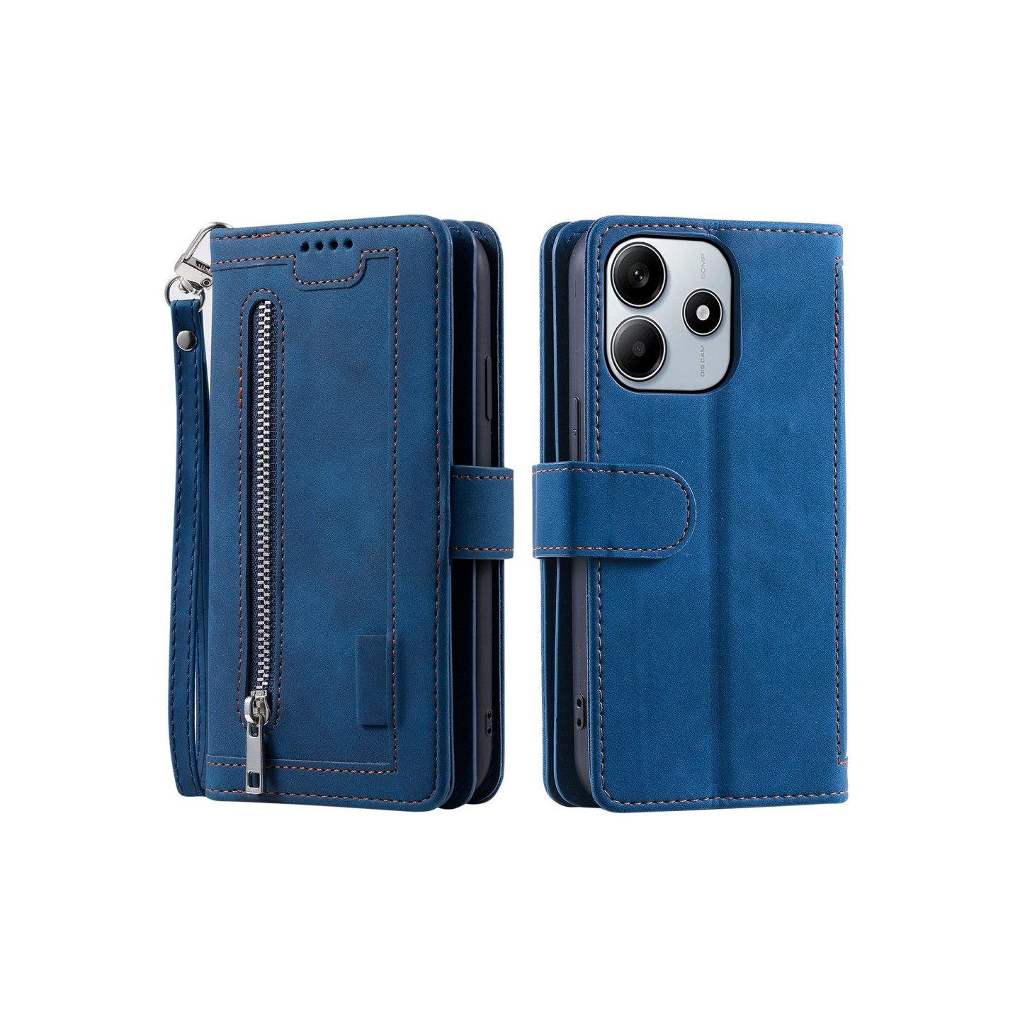 For Xiaomi Redmi Note 14 4G Case Zipper Pocket PU Leather Phone Cover with 9 Card Slots