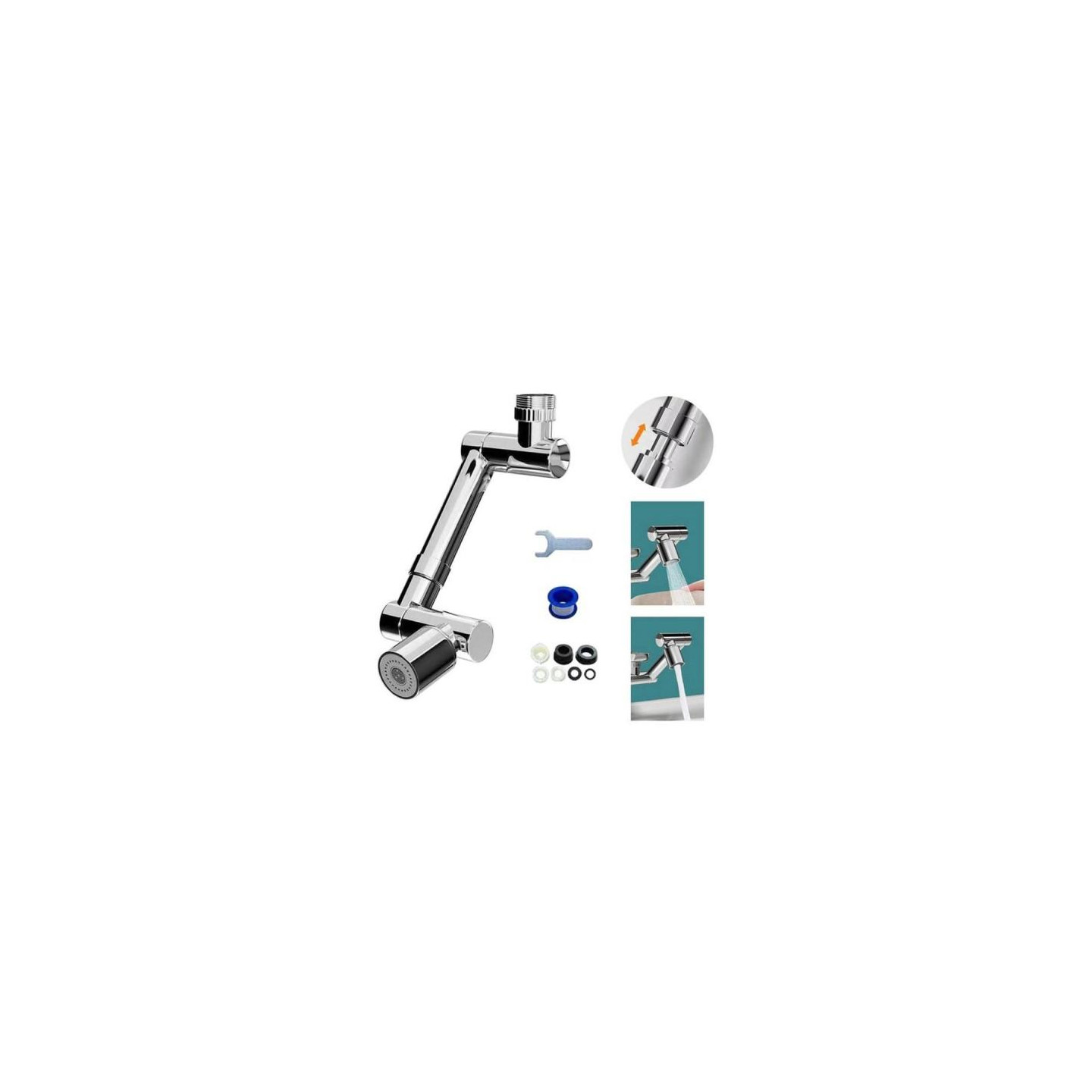 Faucet Extender 1440 - Degree Rotation Telescopic Tap Aerator Dual Gear