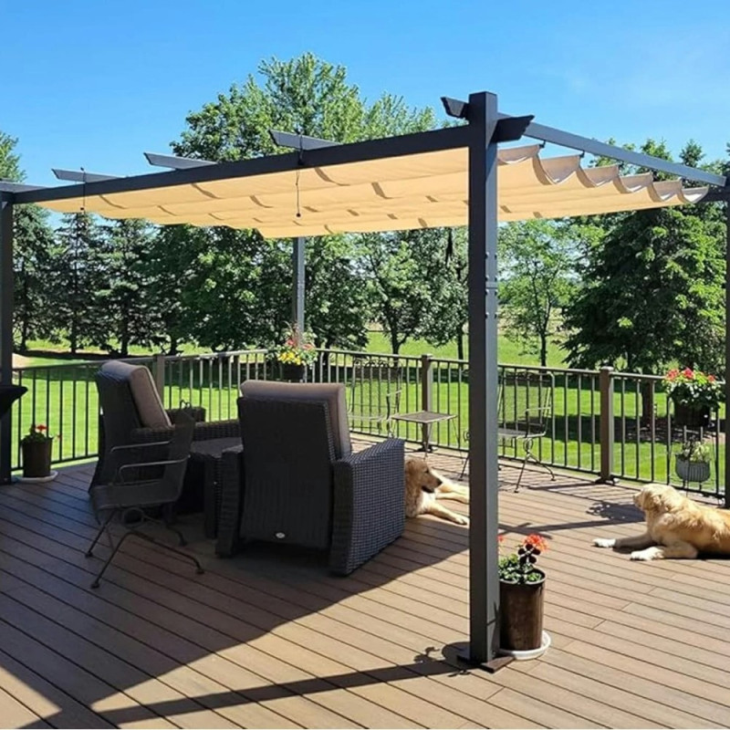 3 x 3 m Solbeskyttelsesnett For Balkong Hage UV-beskyttelse Skyggeskjerm med 5 m tau